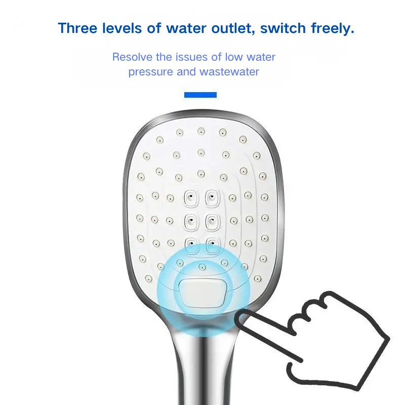 Modern Design Chrome Plating ventilabis Button Handheld Shower