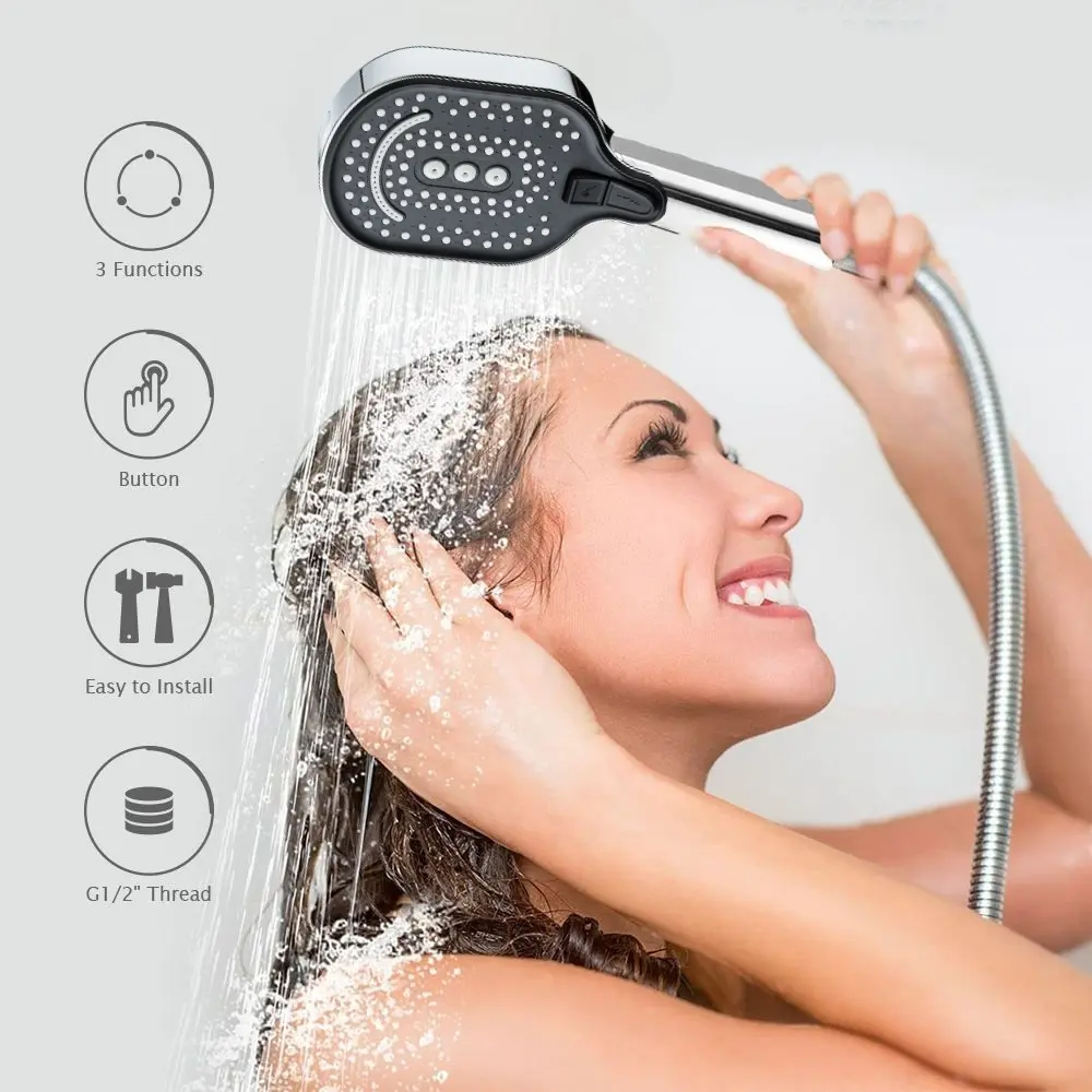One Button Switch Multi-Spray Shower Head Easy to Install